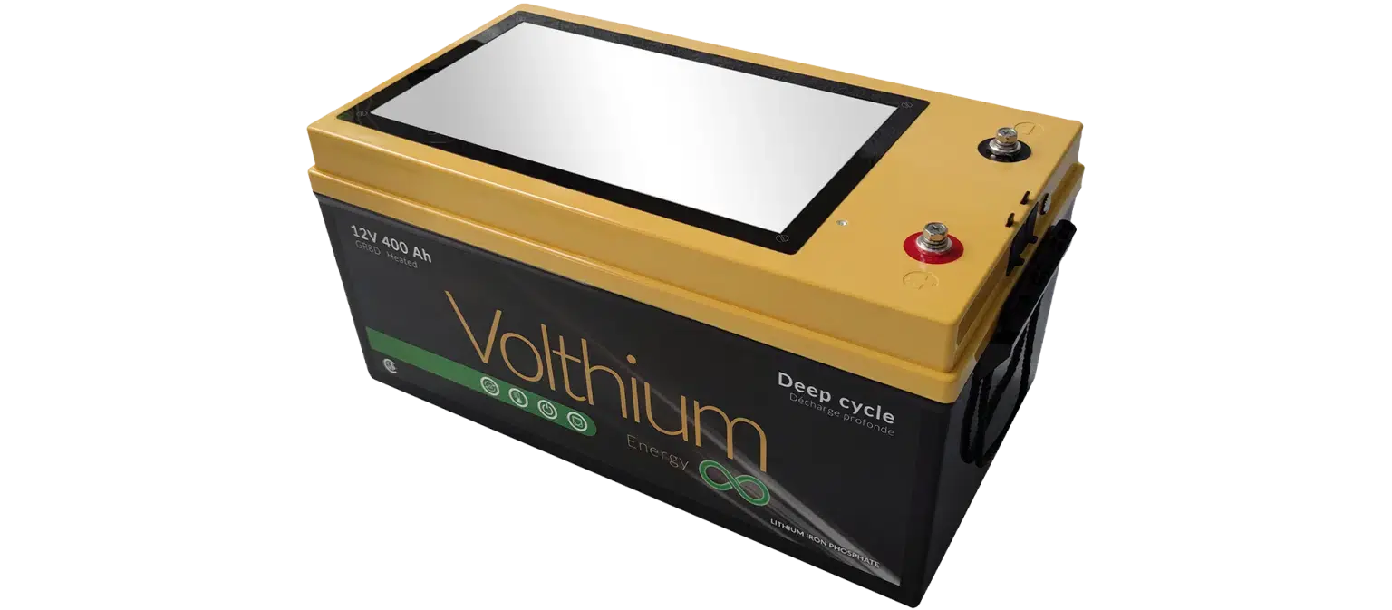 Batterie Volthium 12 V 400 Ah – Auto-chauffante LiFePO₄ 8D (Double chauffage, BMS accessible, IP55, 10 ans) Boutique Solaire Québec