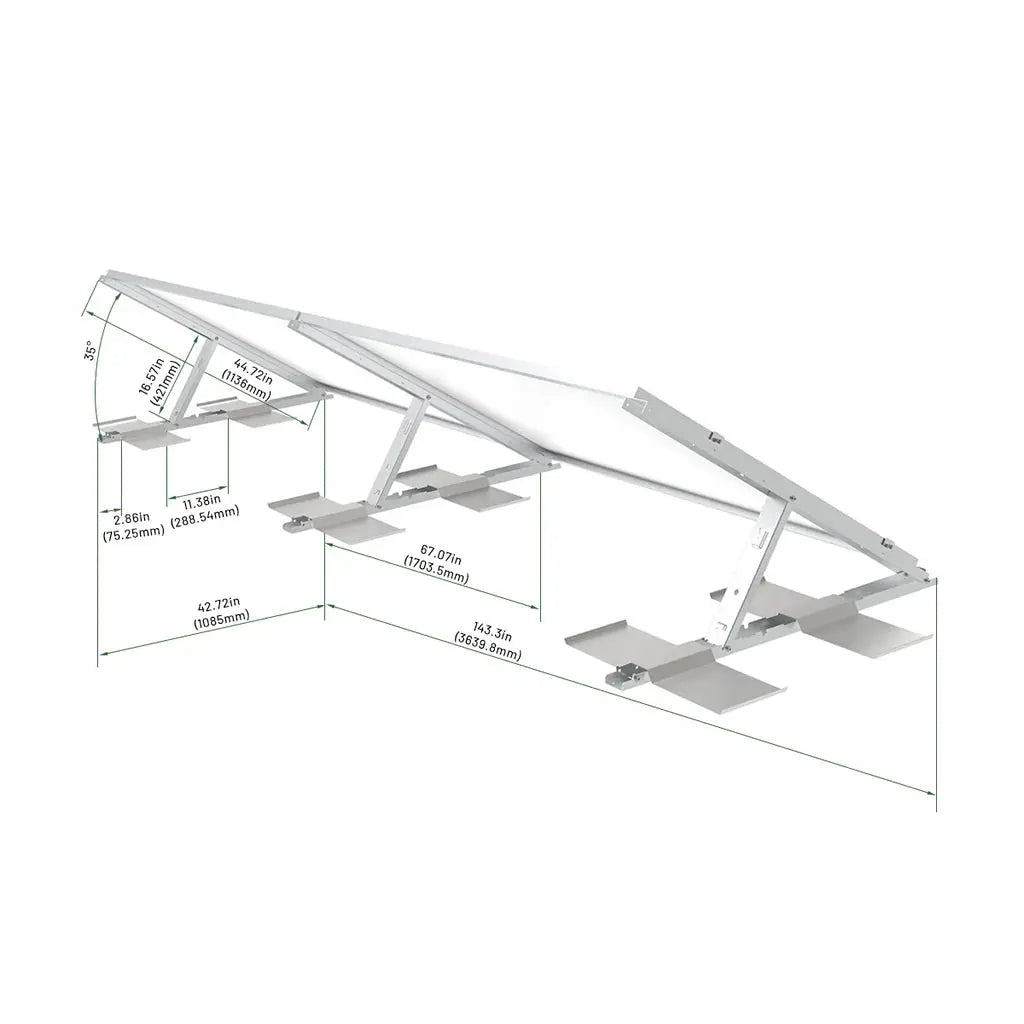 Elios Tectum TX – Extension de support lesté pour 2e panneau (Tectum T1, 6,17 kg, 5-ans garantie) Boutique Solaire Québec