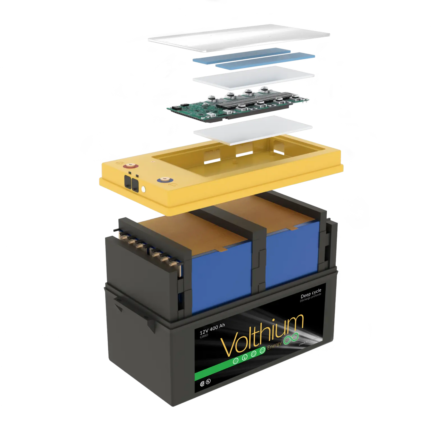 Batterie Volthium 12 V 400 Ah – Auto-chauffante LiFePO₄ 8D (Double chauffage, BMS accessible, IP55, 10 ans) Boutique Solaire Québec