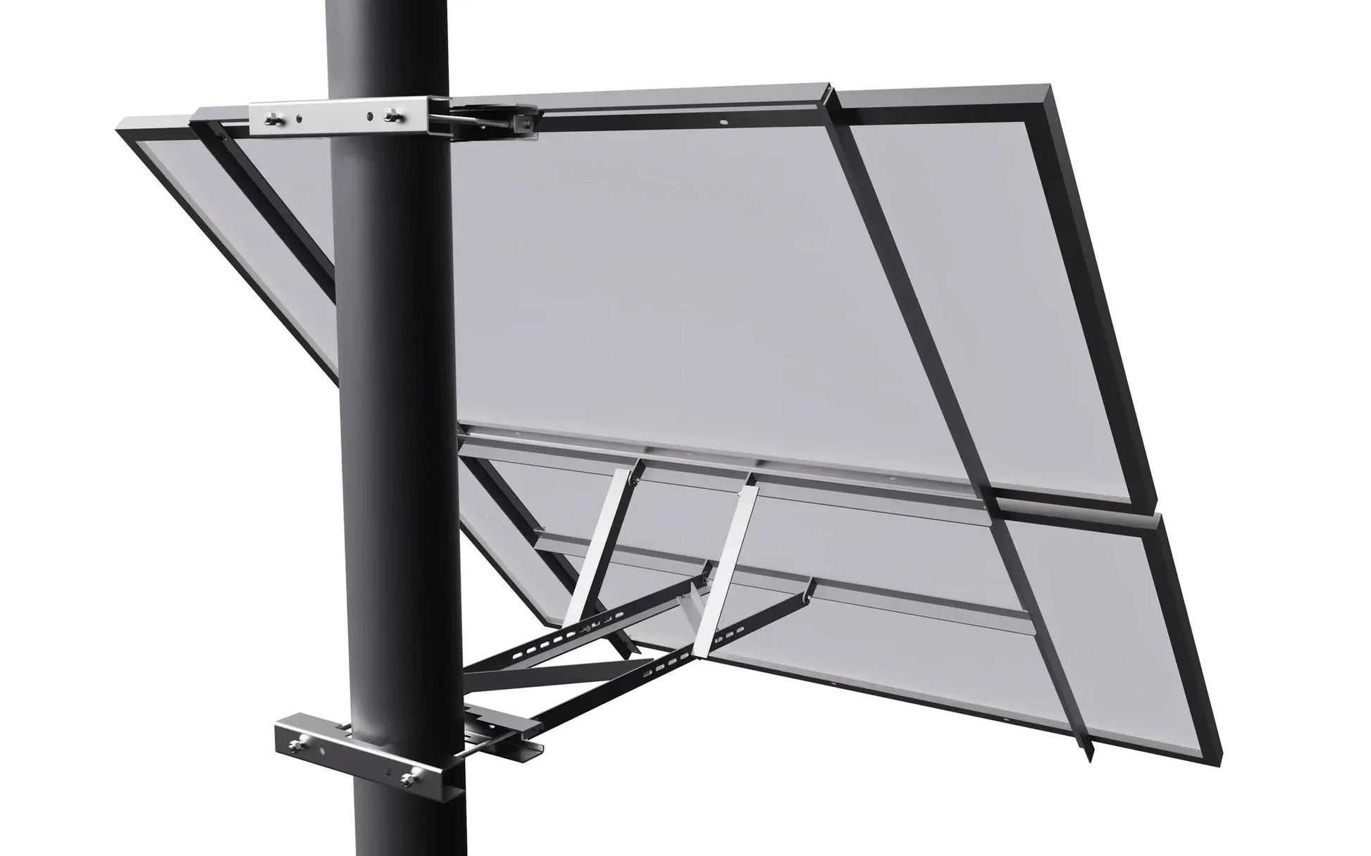 Elios Koala M2 – Support de montage sur poteau pour 2 panneaux 60/72 cellules (acier galvanisé, visserie inox, garantie 5 ans) Boutique Solaire Québec