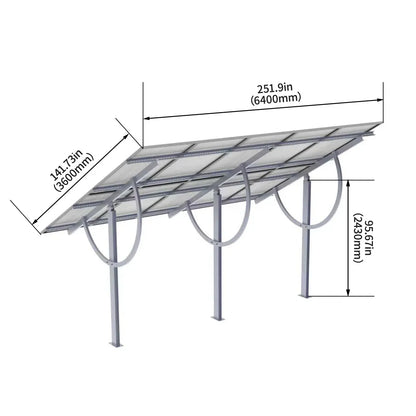 Elios Terra G10 – Support de montage au sol réglable pour 10 panneaux (acier HDG, inclinaison 25-55°, garantie 5 ans) Boutique Solaire Québec