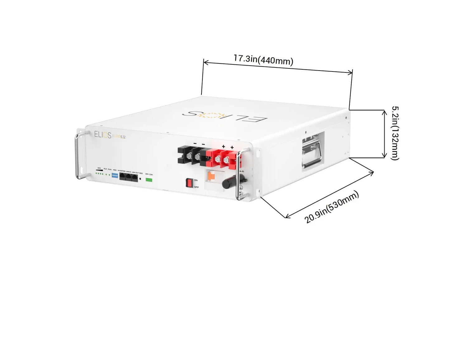 Batterie Elios Litio 5.12 kWh – 51.2 V Rackmount LiFePO₄ (Slim 3U, UL Approved, scalable) Elios