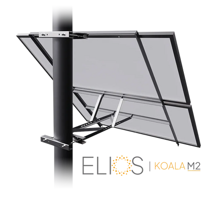 Elios Koala M2 – Support de montage sur poteau pour 2 panneaux 60/72 cellules (acier galvanisé, visserie inox, garantie 5 ans) Boutique Solaire Québec